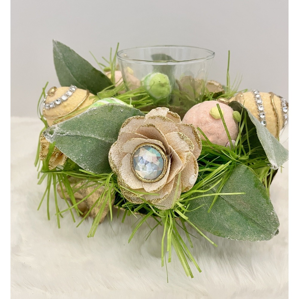 New Easter Capiz Centerpiece Candleholder Dragonfly Egg Decor